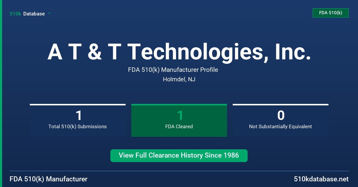 A T & T Technologies, Inc. FDA 510(k) Manufacturer Profile
