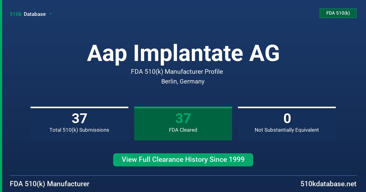 Aap Implantate AG FDA 510(k) Manufacturer Profile