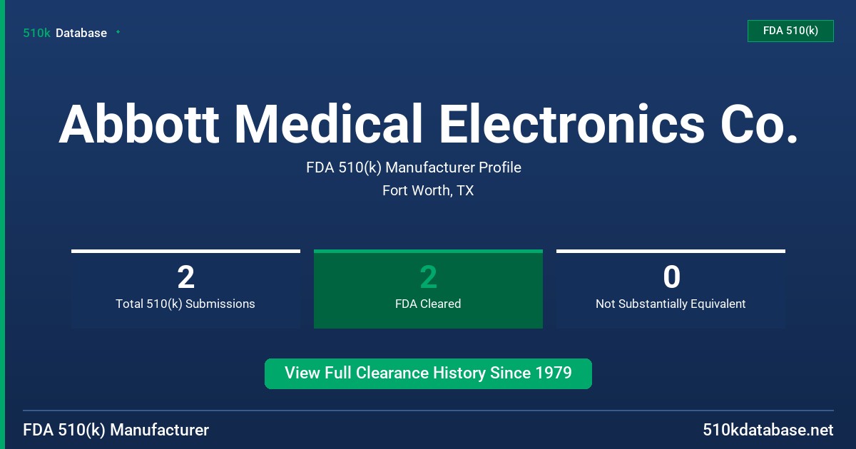 Abbott Medical Electronics Co. FDA 510(k) Manufacturer Profile
