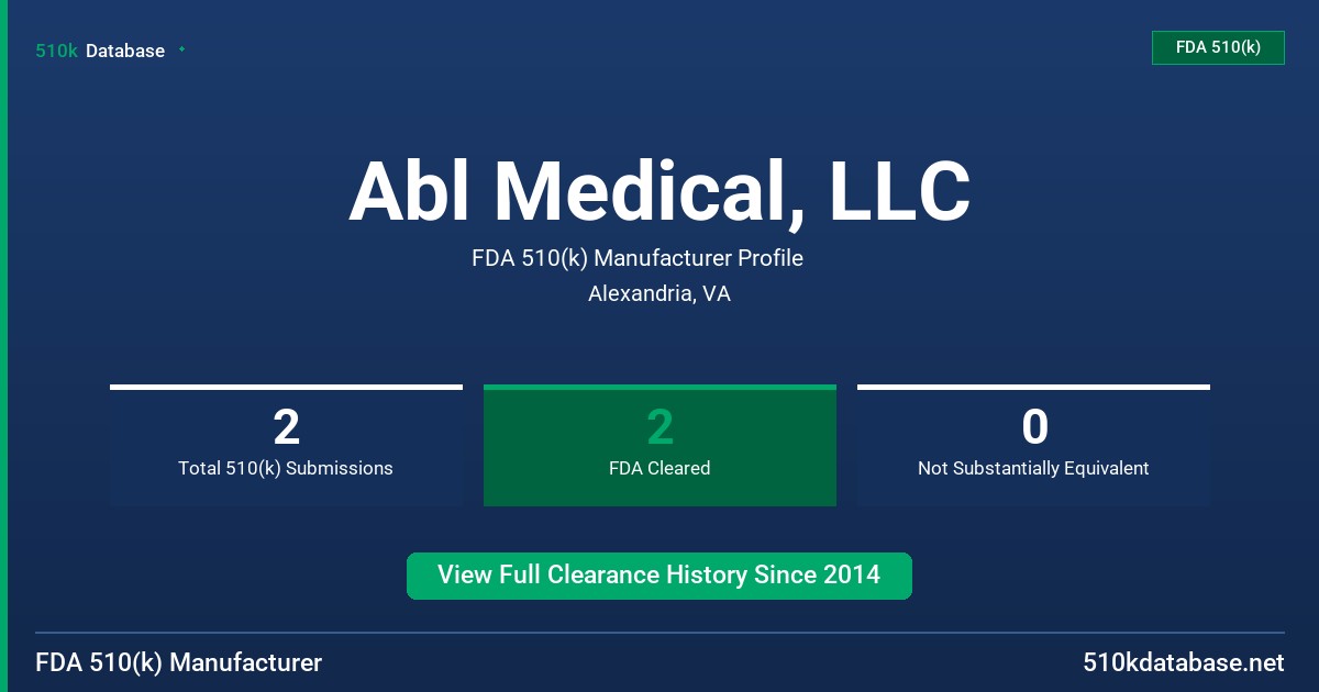 Abl Medical, LLC FDA 510(k) Manufacturer Profile
