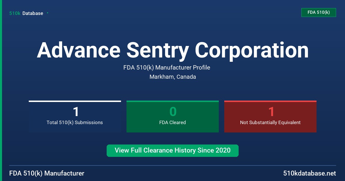 Advance Sentry Corporation FDA 510(k) Manufacturer Profile