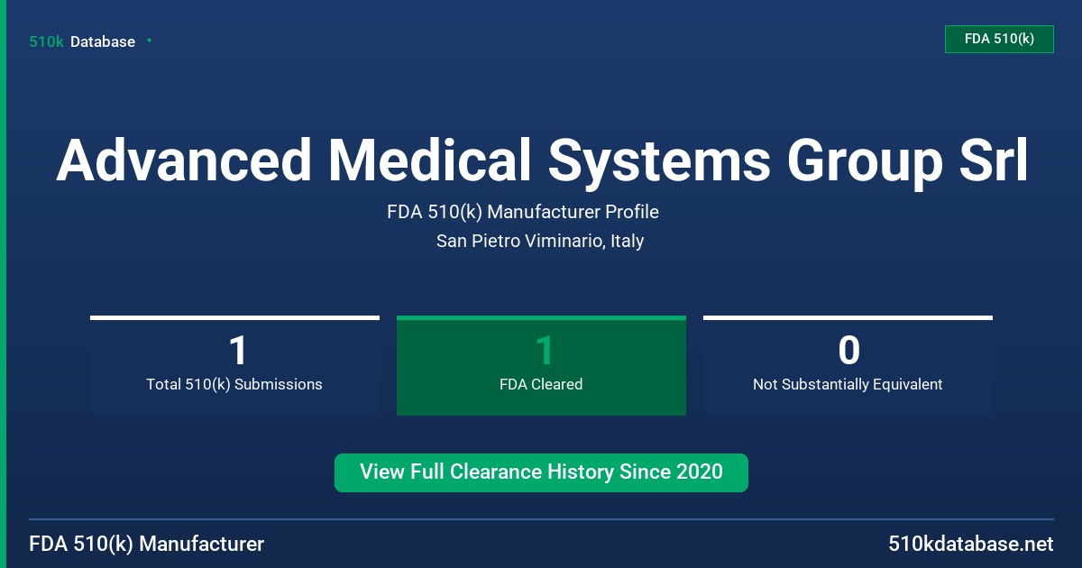 Advanced Medical Systems Group Srl FDA 510(k) Manufacturer Profile