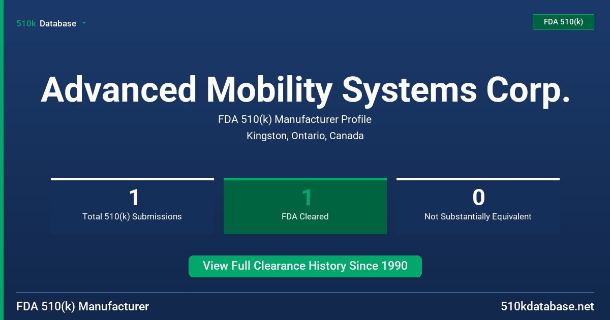 Advanced Mobility Systems Corp. FDA 510(k) Manufacturer Profile
