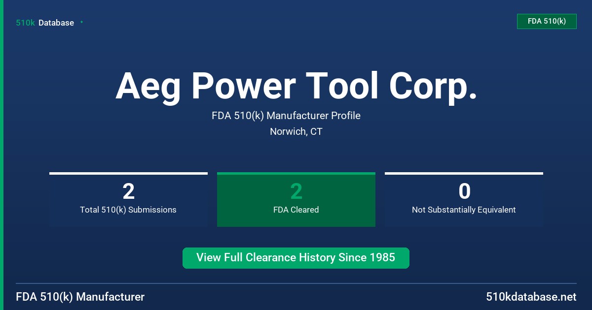 Aeg Power Tool Corp. FDA 510(k) Manufacturer Profile