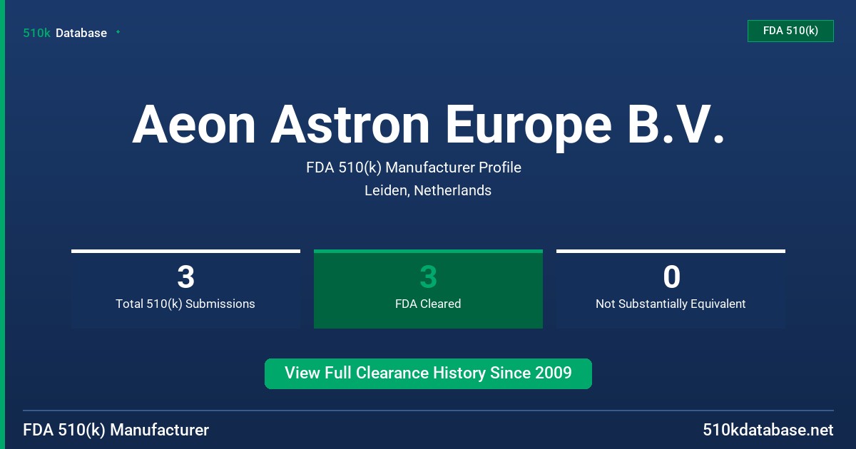 Aeon Astron Europe B.V. FDA 510(k) Manufacturer Profile