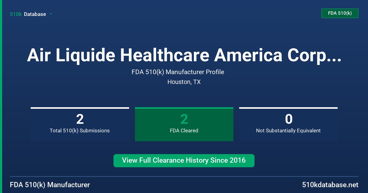 Air Liquide Healthcare America Corporation FDA 510(k) Manufacturer Profile