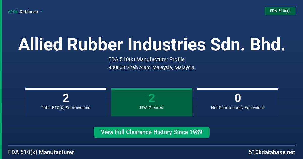 Allied Rubber Industries Sdn. Bhd. FDA 510(k) Manufacturer Profile