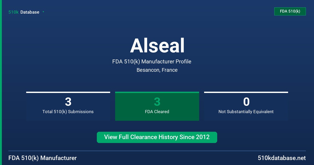 Alseal FDA 510(k) Manufacturer Profile