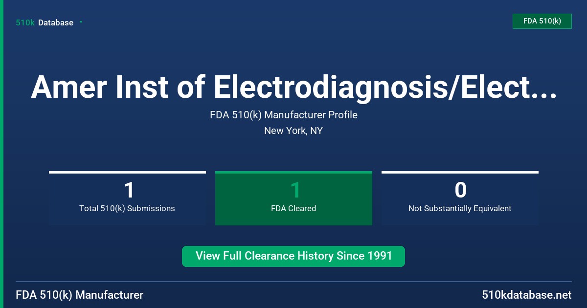 Amer Inst of Electrodiagnosis/Electrotherapy, Inc. FDA 510(k) Manufacturer Profile