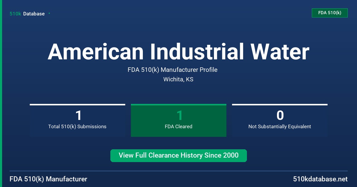 American Industrial Water FDA 510(k) Manufacturer Profile