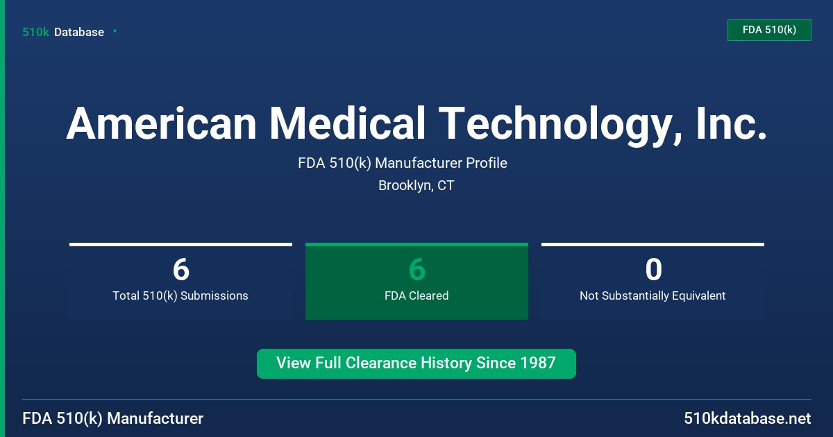 American Medical Technology, Inc. FDA 510(k) Manufacturer Profile