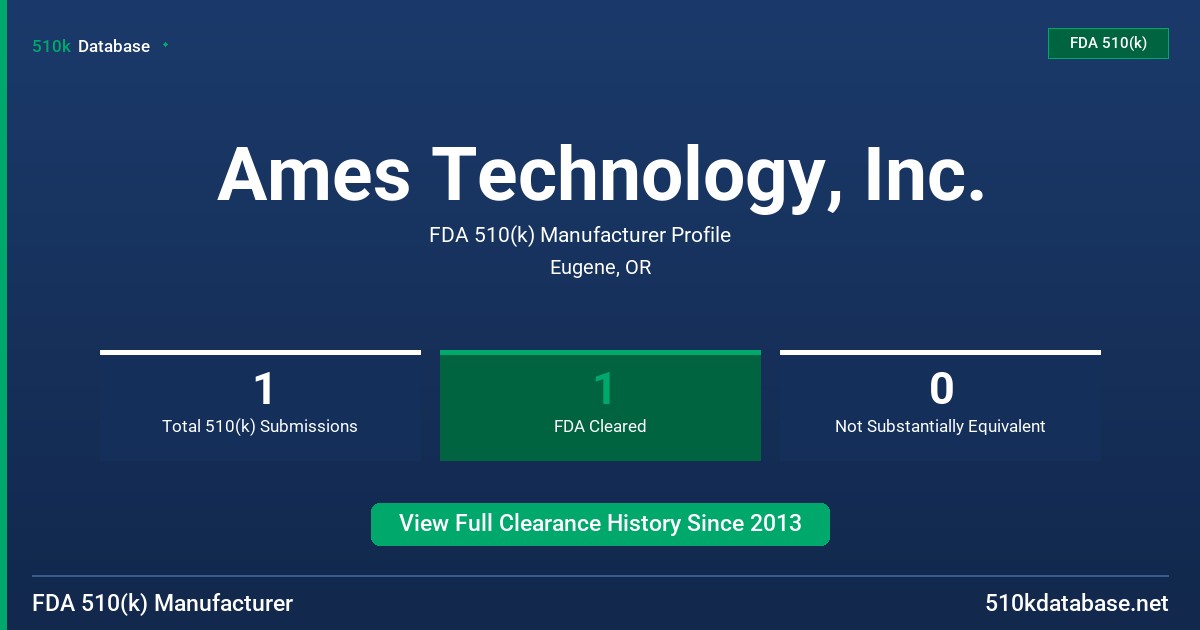 Ames Technology, Inc. FDA 510(k) Manufacturer Profile