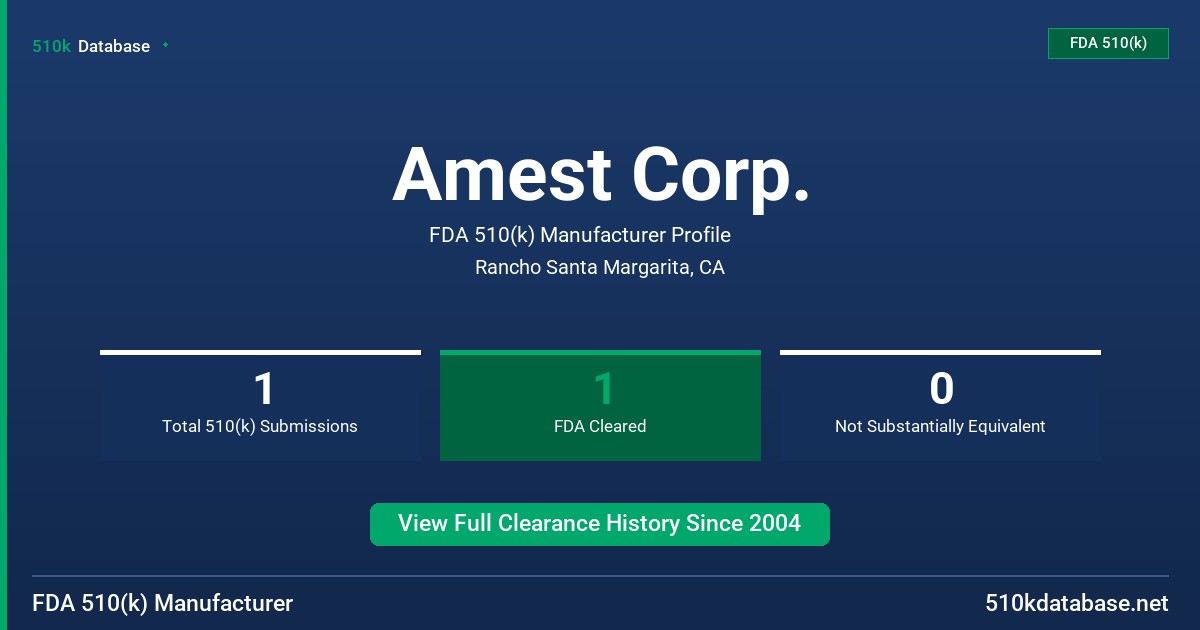 Amest Corp. FDA 510(k) Manufacturer Profile