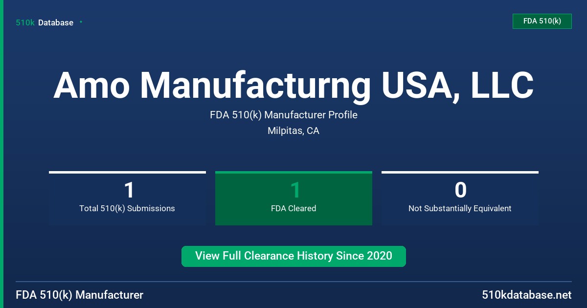 Amo Manufacturng USA, LLC FDA 510(k) Manufacturer Profile