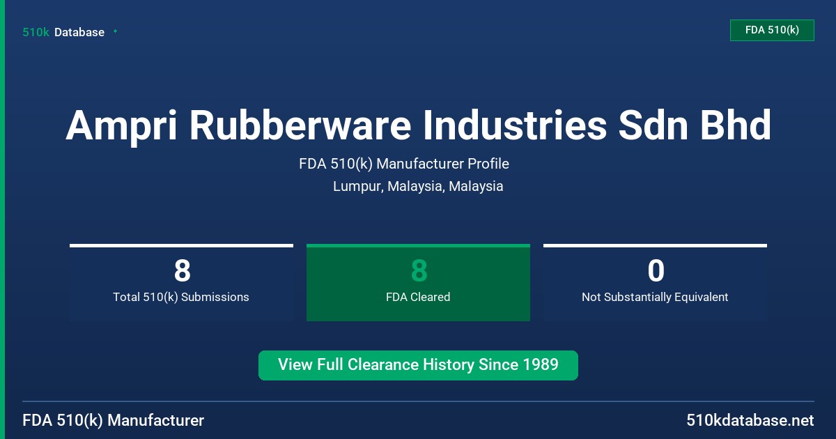 Ampri Rubberware Industries Sdn Bhd FDA 510(k) Manufacturer Profile