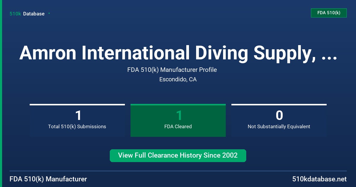Amron International Diving Supply, Inc. FDA 510(k) Manufacturer Profile
