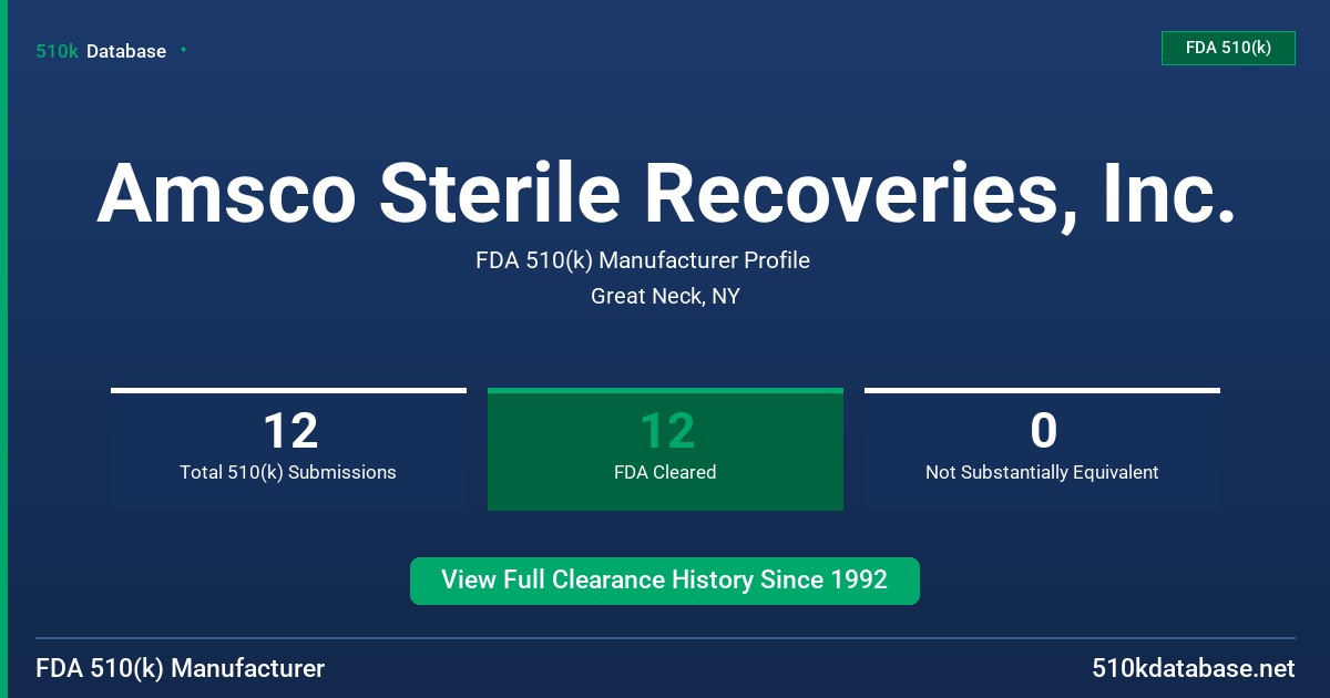 Amsco Sterile Recoveries, Inc. FDA 510(k) Manufacturer Profile