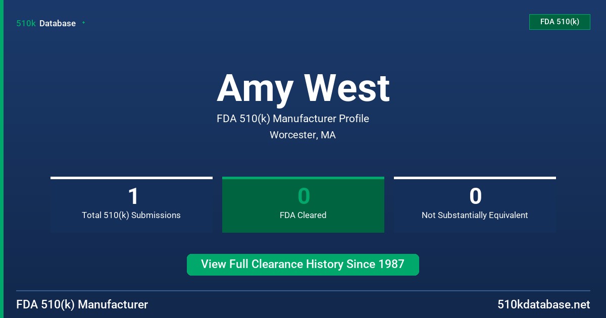 Amy West FDA 510(k) Manufacturer Profile