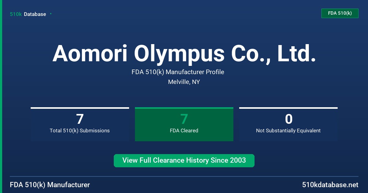 Aomori Olympus Co., Ltd. FDA 510(k) Manufacturer Profile