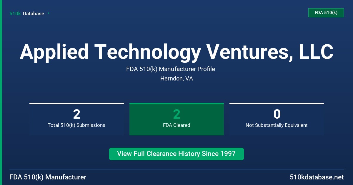 Applied Technology Ventures, LLC FDA 510(k) Manufacturer Profile