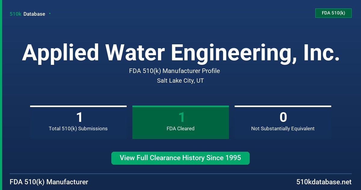 Applied Water Engineering, Inc. FDA 510(k) Manufacturer Profile