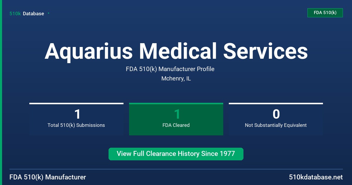 Aquarius Medical Services FDA 510(k) Manufacturer Profile