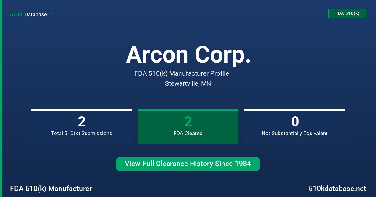 Arcon Corp. FDA 510(k) Manufacturer Profile