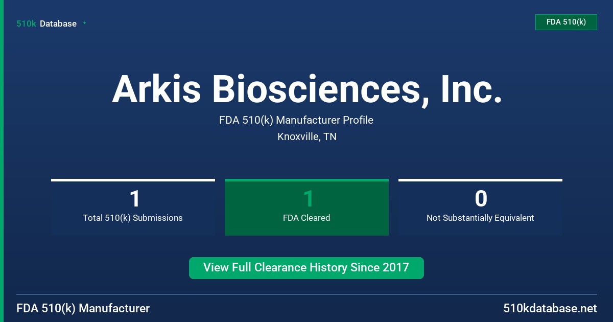 Arkis Biosciences, Inc. FDA 510(k) Manufacturer Profile