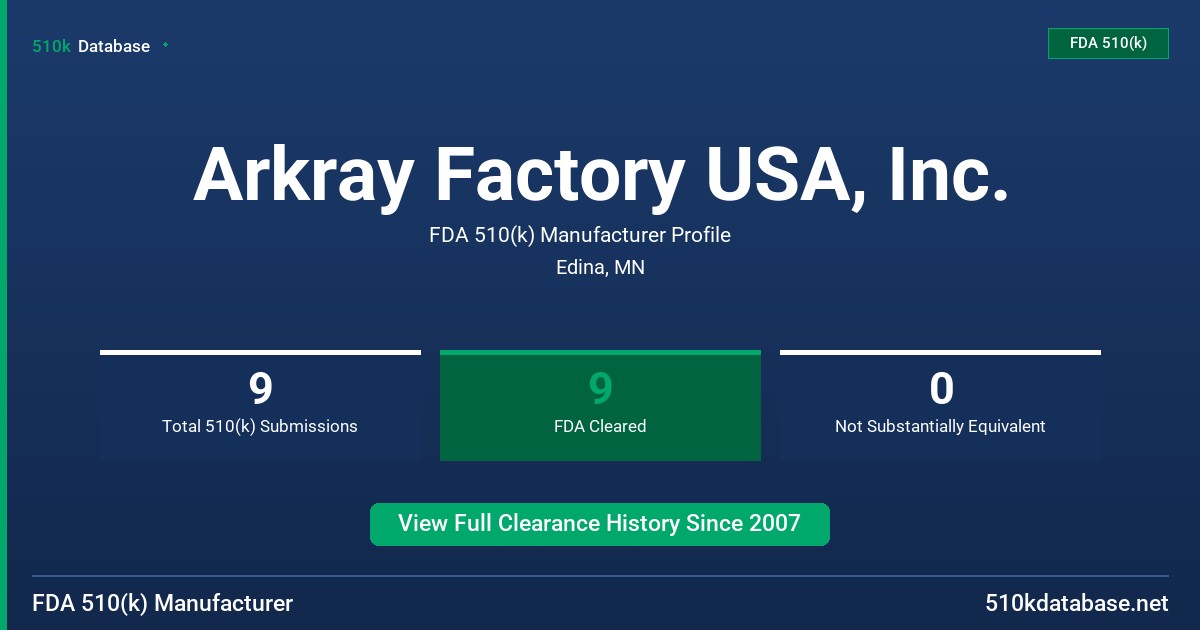 Arkray Factory USA, Inc. FDA 510(k) Manufacturer Profile
