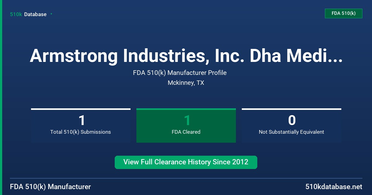 Armstrong Industries, Inc. Dha Mediquip Int. Dha S FDA 510(k) Manufacturer Profile