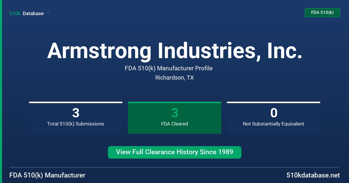 Armstrong Industries, Inc. FDA 510(k) Manufacturer Profile