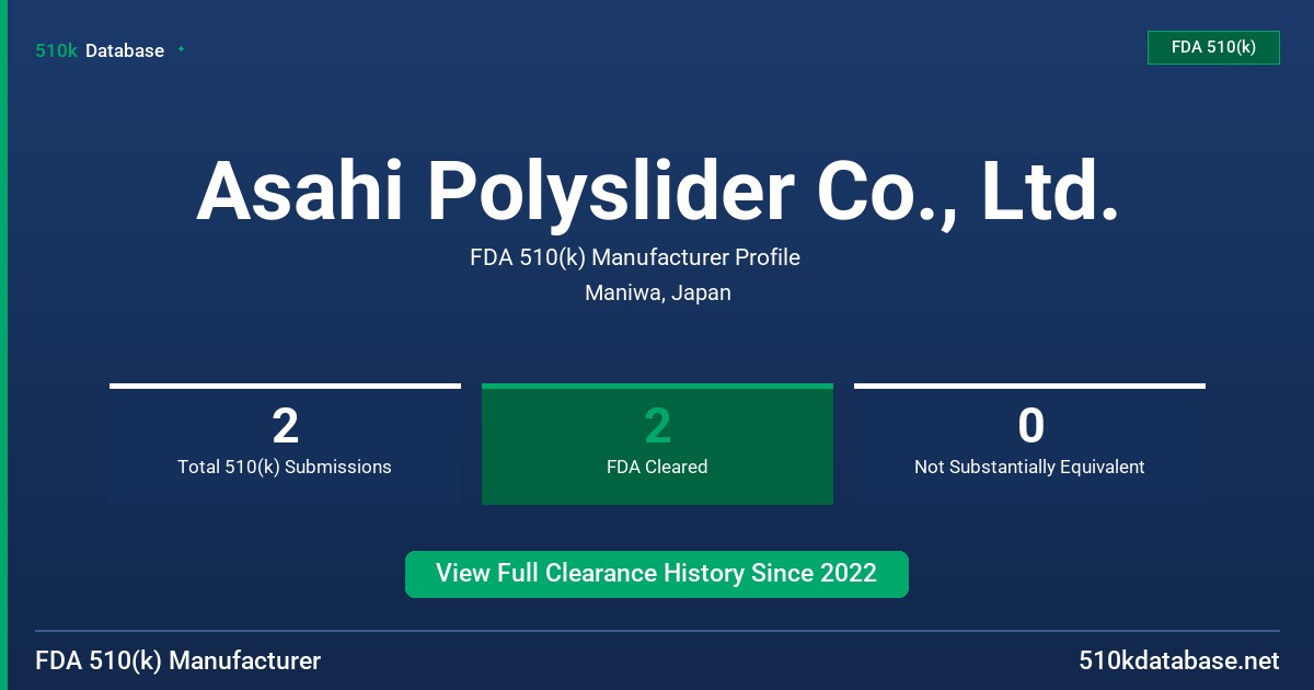 Asahi Polyslider Co., Ltd. FDA 510(k) Manufacturer Profile
