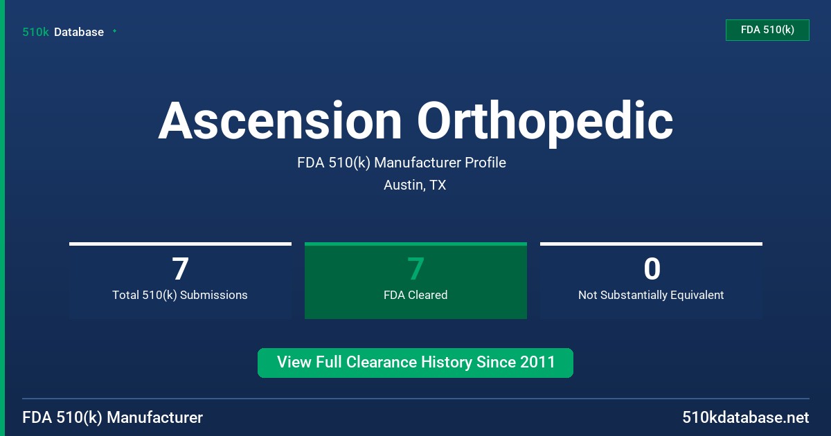 Ascension Orthopedic FDA 510(k) Manufacturer Profile