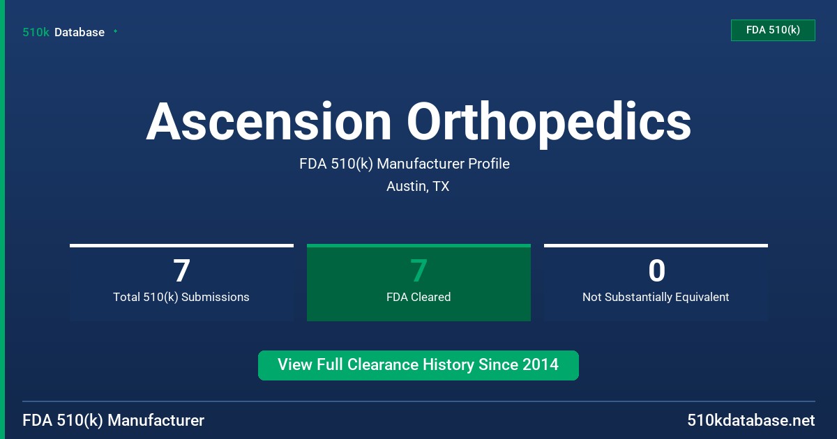 Ascension Orthopedics FDA 510(k) Manufacturer Profile