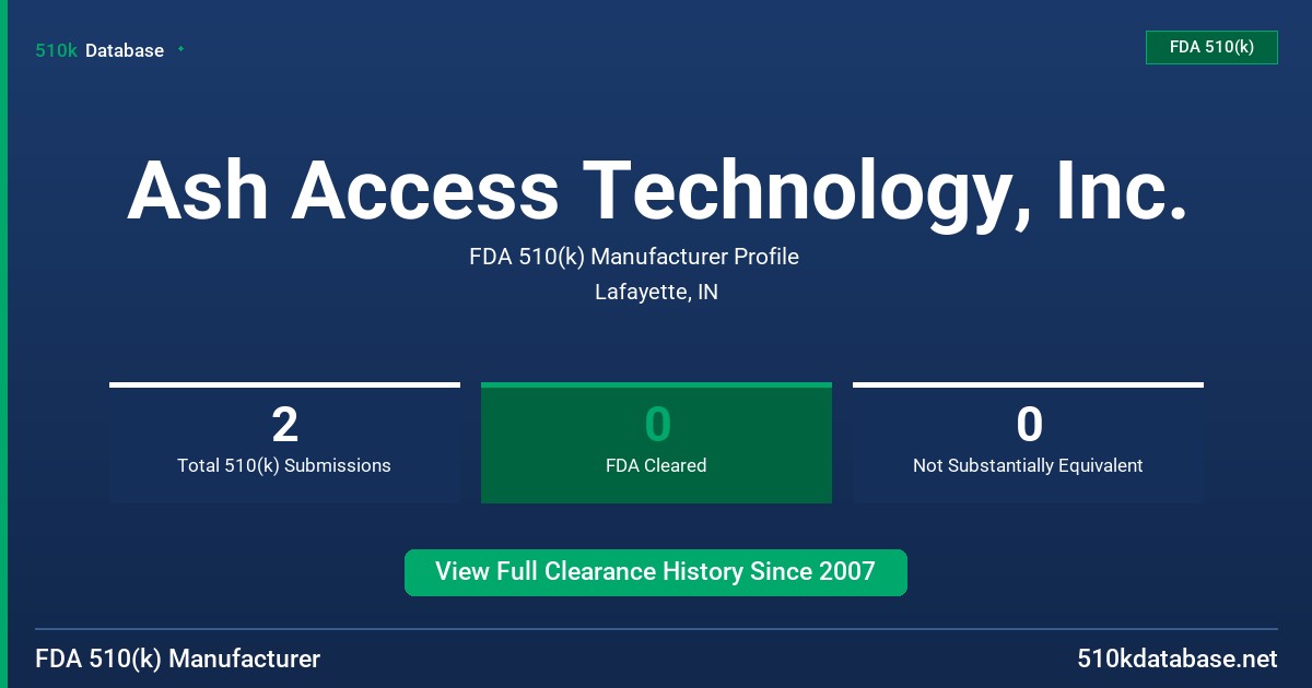 Ash Access Technology, Inc. FDA 510(k) Manufacturer Profile