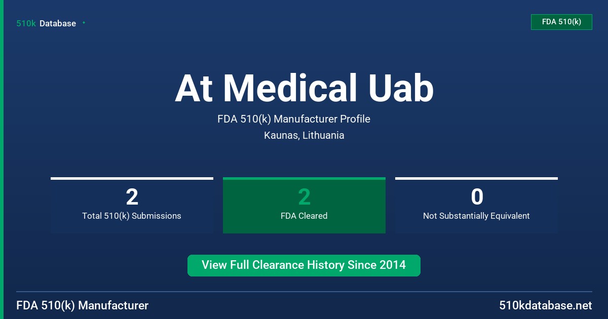 At Medical Uab FDA 510(k) Manufacturer Profile