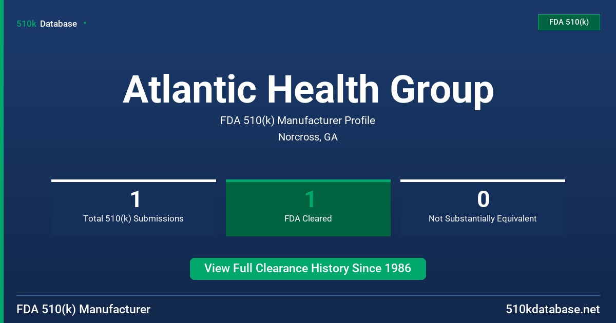 Atlantic Health Group FDA 510(k) Manufacturer Profile