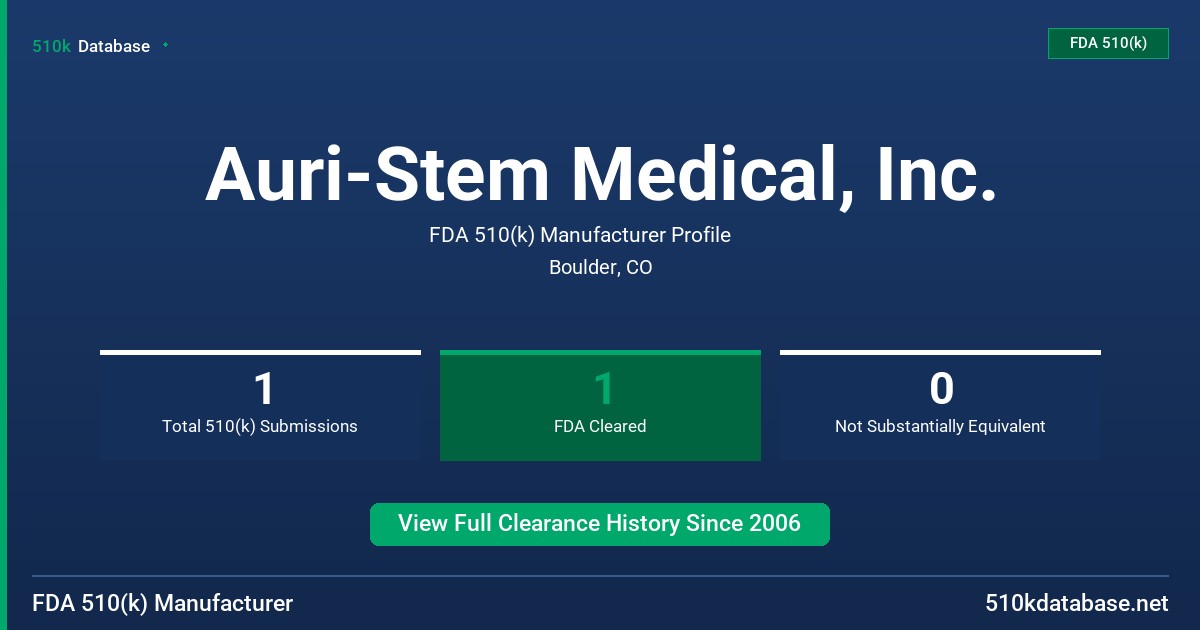 Auri-Stem Medical, Inc. FDA 510(k) Manufacturer Profile