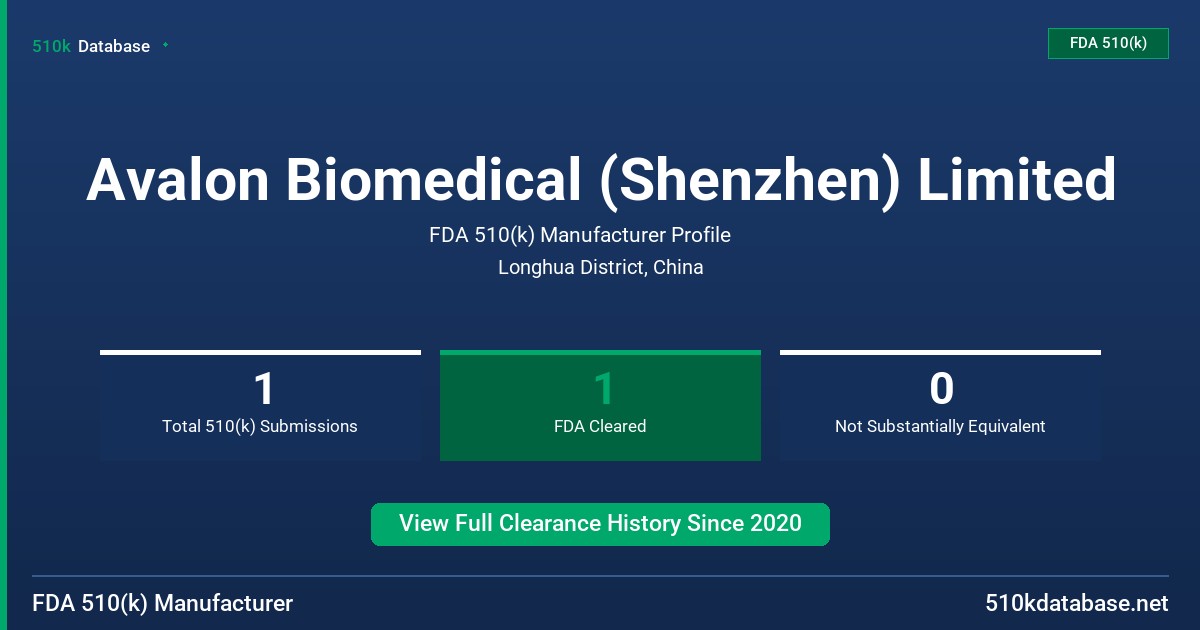 Avalon Biomedical (Shenzhen) Limited FDA 510(k) Manufacturer Profile