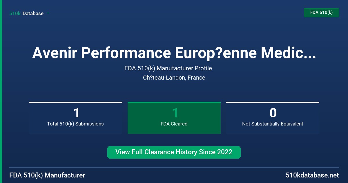 Avenir Performance Europ?enne Medical (Apem) FDA 510(k) Manufacturer Profile