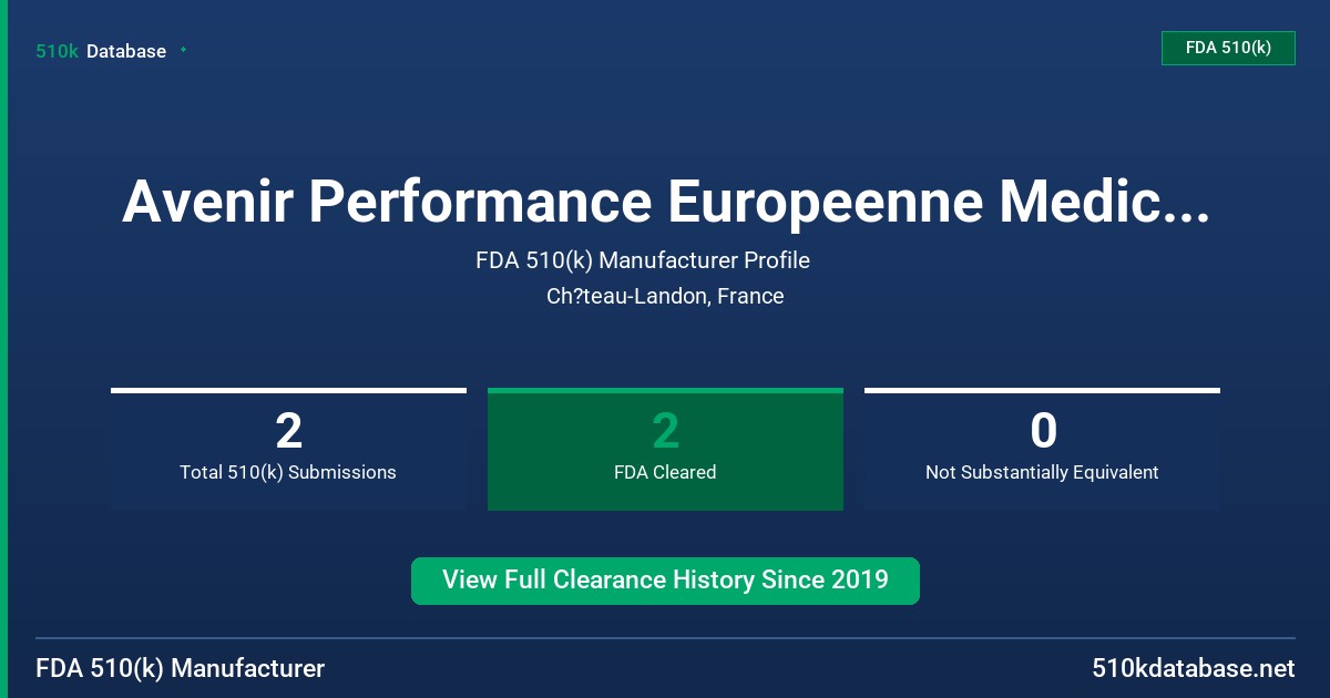 Avenir Performance Europeenne Medical (Apem) FDA 510(k) Manufacturer Profile