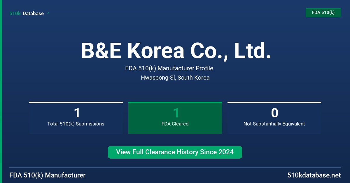 B&E Korea Co., Ltd. FDA 510(k) Manufacturer Profile