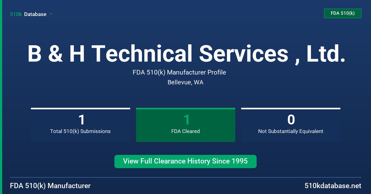 B & H Technical Services , Ltd. FDA 510(k) Manufacturer Profile