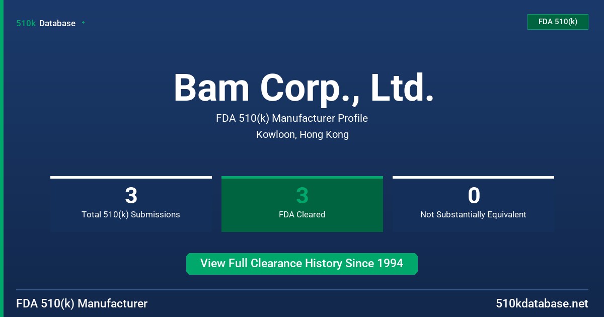 Bam Corp., Ltd. FDA 510(k) Manufacturer Profile