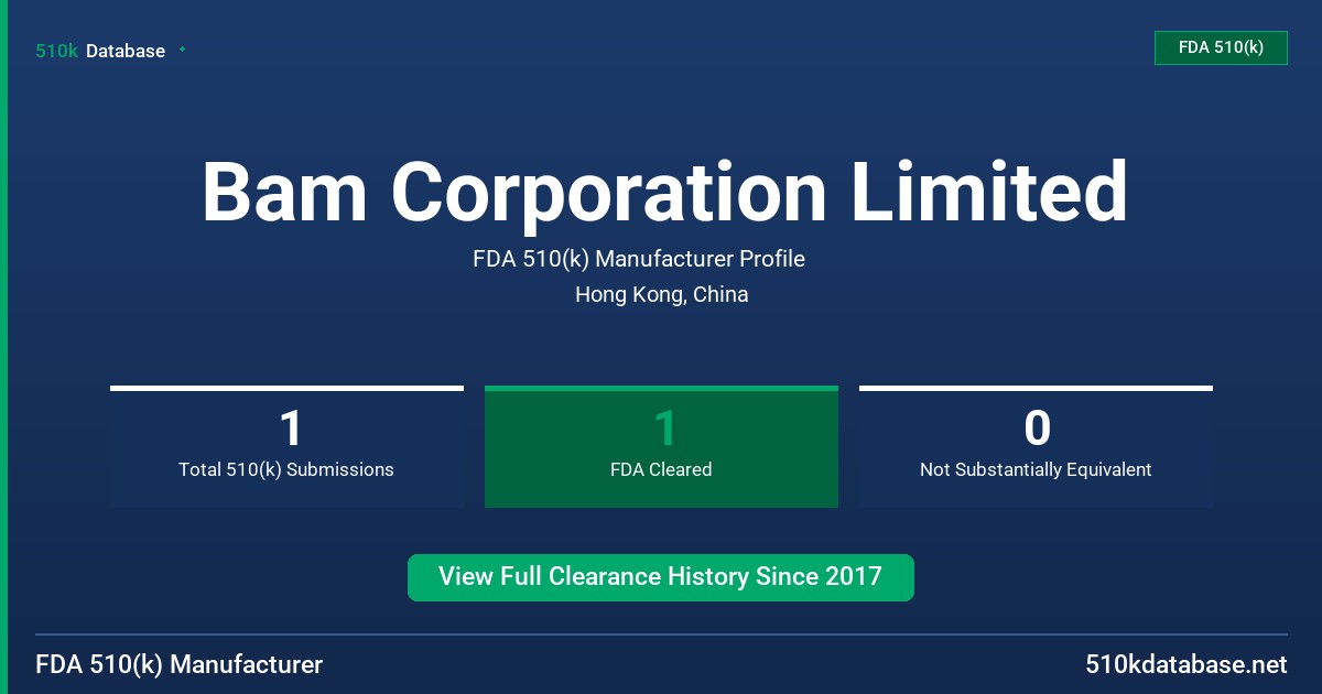 Bam Corporation Limited FDA 510(k) Manufacturer Profile