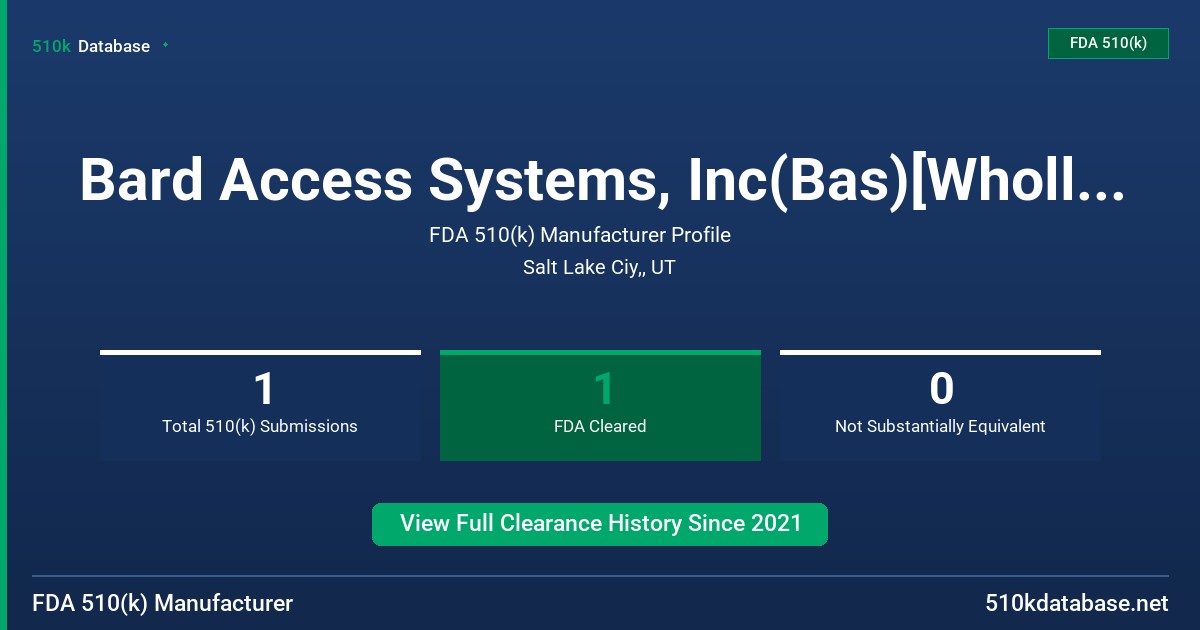 Bard Access Systems, Inc(Bas)[Wholly-Owned Subsidiary of Bd] FDA 510(k) Manufacturer Profile