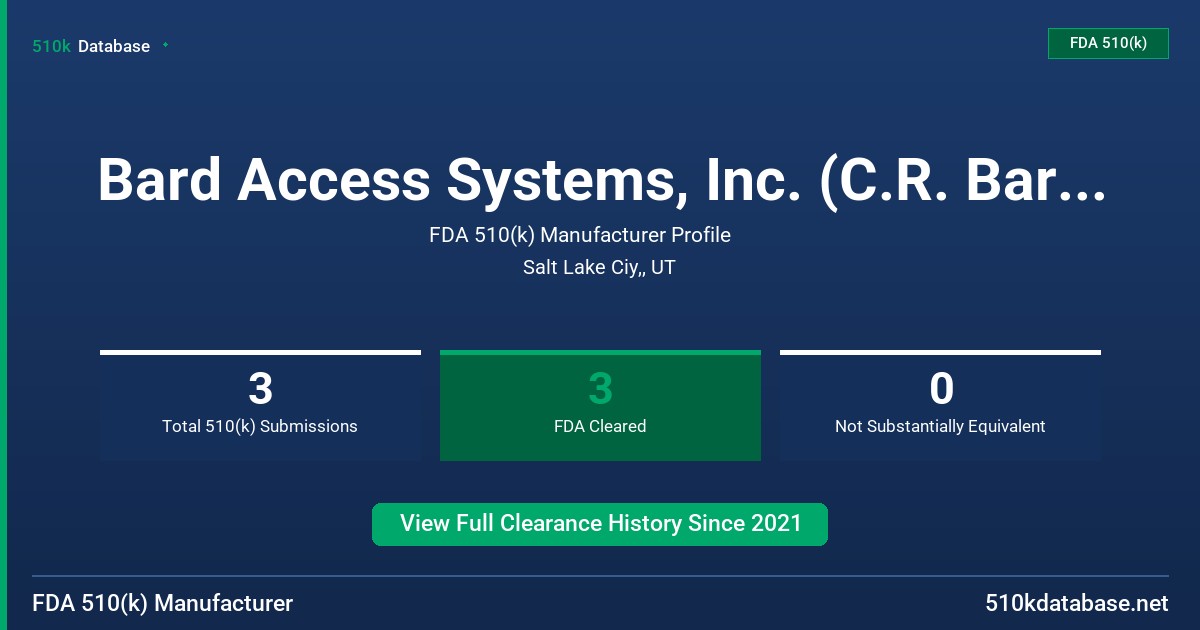 Bard Access Systems, Inc. (C.R. Bard, Inc.) FDA 510(k) Manufacturer Profile