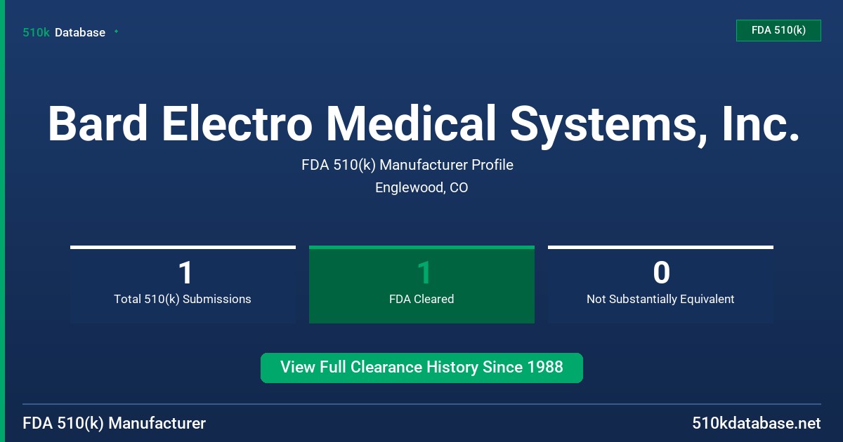 Bard Electro Medical Systems, Inc. FDA 510(k) Manufacturer Profile