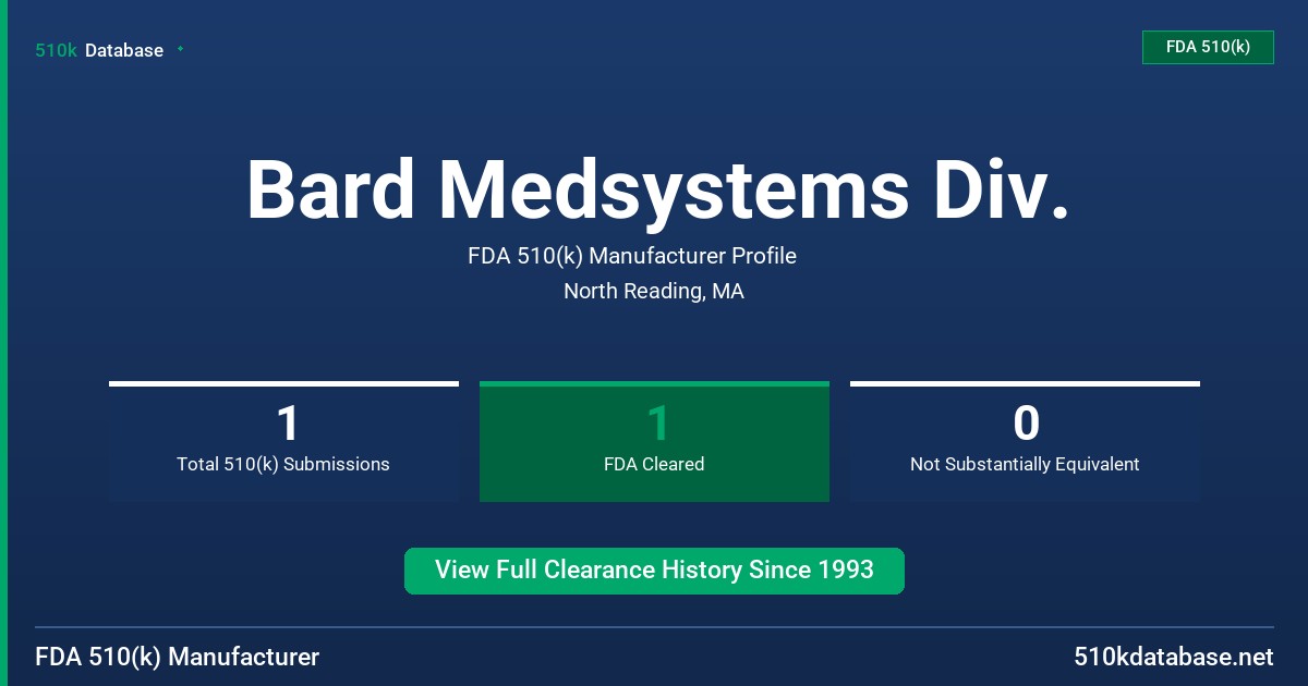 Bard Medsystems Div. FDA 510(k) Manufacturer Profile