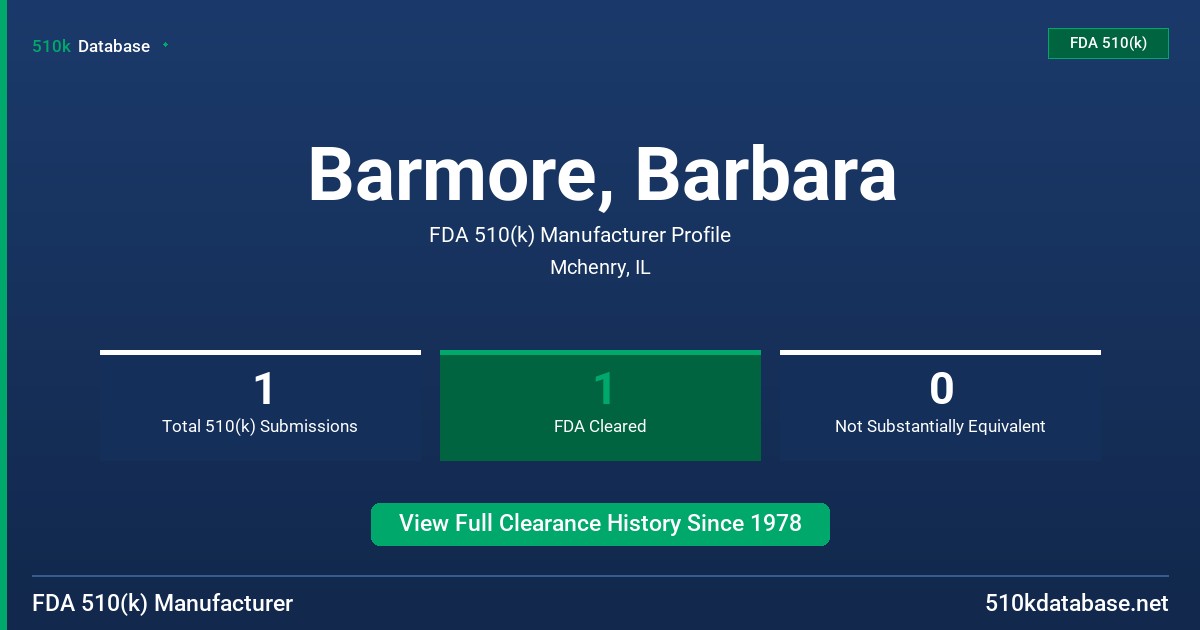Barmore, Barbara FDA 510(k) Manufacturer Profile